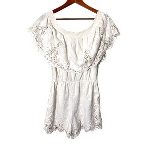 Abercrombie & Fitch White Lace Off the Shoulder Romper Size Small 100% Cotton